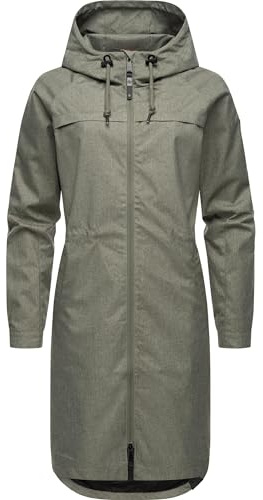 Ragwear Damen wasserdichte Übergangsjacke leichte Jacke lang mit Kapuze Belinka Olive24 Gr. XL