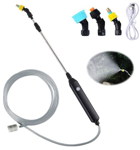 Lotvic Garden Sprayer, Battery Powered Sprayers, Electric Plant Mister, Portable Garden Sprayer with 3 Nozzles and 5M Hose, Rechargeable Garden Sprayers for Yard Lawn Weeds Plants (5V)