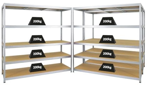 PROREGAL Mega Deal 3er-Set Schwerlastregal Giant Elephant 180x180x60cm mit 5 Ebenen Fachlast 200kg Verzinkt, Kellerregal, Steckregal, Garagenregal, Lagerregal