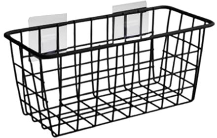 Milageto Hängende Draht Wandkorb, Wand Aufbewahrungskörbe, Küche Organisator, kein Bohren, selbstklebend, Lagerung Regal hängende Obstkörbe für Schränke, Küche, Bad, Schränke, Schwarz