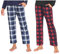 MoFiz Femme Bas de Pyjama Doux Pantalon Long Vêtements de Nuit avec Poches Lot de 2 Carreaux B, L