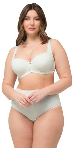 Ulla Popken Damen Wire-Bra, Balconnet, Softcup, Lace BH, Schneeweiß, 115D