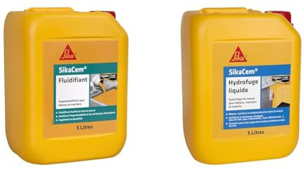 SikaCem Fluidifiant, Superplastifiant pour mortiers et béton, réducteur d'eau, haute durabilité, idéal plancher chauffant, 5L & em - 546963 - Hydrofuge Liquide, Hydrofuge de masse liquide, Blanc, 5L