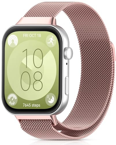 CHANRASI Metal Correa Compatible con Correas Huawei Watch Fit 4/Fit 4 Pro/Fit 3 Mujer,Correa Magnética para Huawei Watch Fit 4/Fit 4 Pro/Fit 3,Pulsera Metal Rosa rosa