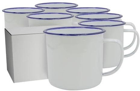 PixColor - Pack 12 Tazas para sublimación de metal con asa | Borde de color azul | 350 ml de capacidad | Calidad AA | Caja individual con cada taza | By Club Náutico