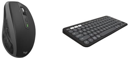 Logitech MX Anywhere 2S Bluetooth Edition Wireless Mouse, Multi-Surface, Hyper-Fast Scrolling & Pebble Keys 2 K380s, Multi-Device Bluetooth Wireless Keyboard with Customisable Shortcuts