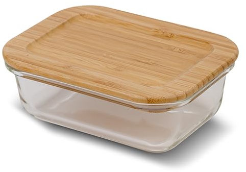 NAVA Rectangular Airtight Glass Food Container Arizona 300ml – Sustainable, Bamboo Lid, Dishwasher Safe, Microwave, for Oven & Freezer, Scratch, Odor & Temperature Resistant, Perfect for Travel