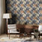 VaryFloral Papier peint Motif feuilles de palmier tropical Noir/marron 30,5 x 300 cm
