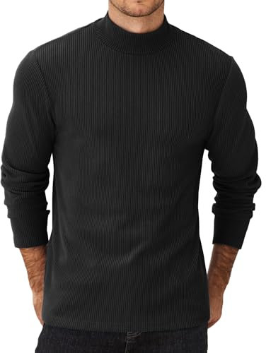 COOFANDY Men's Jumper Turtle Neck Tops Winter Sweater Winter Jumpers Thermal Undershirt Turtleneck Roll Neck Jumpers Tops Black-Turtleneck XL