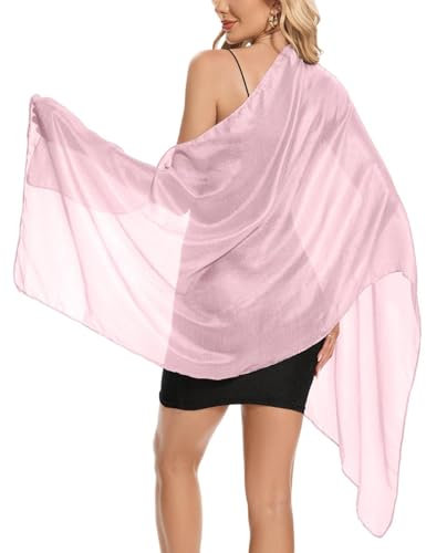 Atxnn Damen Leinen Schal Elegante Leichter Stola Lässig Halstuch für Strand Abendkleid Hochzeit Party Schultertuch Sheer Scarf für Sommer Frühling, ROSA
