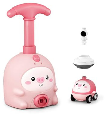 Sobebear Kids Balloon Powered Car Kit, Launch Pad Toy for Children, Balloon Pump Cars, Creative Activity, Toddlers Inflatable Balloon Pump, Racer Toy Learning Resources Helping Hands. (Baby Pink)