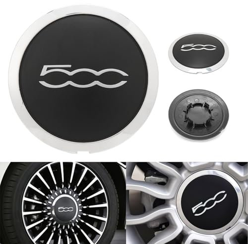 FIAT 500 Zubehör, Hochwertige ABS-Radkappen für FIAT 500 & Facelift-Modell - Schutz für Felgen, Nabendeckel & Radnabenabdeckung, Radnabenkappen Ersatz 68078419AC, Passend für alle Modelle (A)
