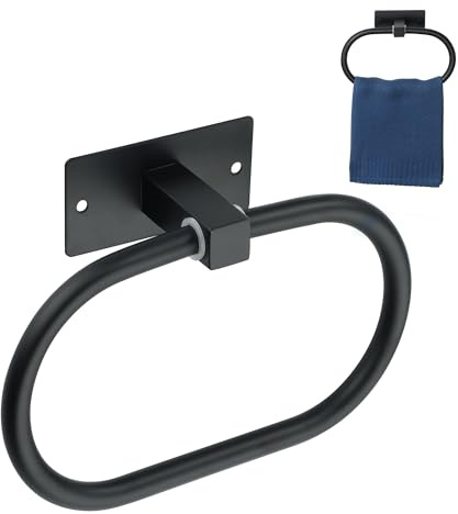 Alise Hand Towel Holder Towel Ring for Bathroom Lavatory Self-Adhesive,SUS304 Stainless Steel Towel Rack Towel Bar Towel Hanger for Walls,Black Finish