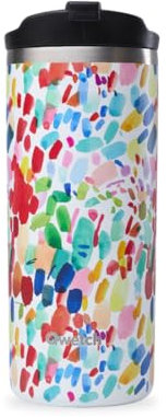 QWETCH -Travel Mug 470ml Arty - Termo Café & Té en Acero Inoxidable - 6h Caliente & 12h Frío - Sin BPA, Hermética, Taza Térmica de Viaje Compacto