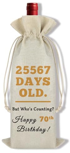 70th Birthday Wine Bag Gifts for Women Men Happy 70th Birthday Party Decorations Wine Bottle Bag 70 Years Old Birthday Gifts for Him Her Mum Dad Grandma Grandad Sister Friends Husband