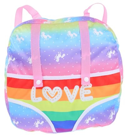 VICASKY Doll Carrier Puppenrucksack Für Stauraum Für Puppen Und Zubehör Für Abenteuer Und Spielzeugorganisation Farbenfrohes Design Rainbow Backpack