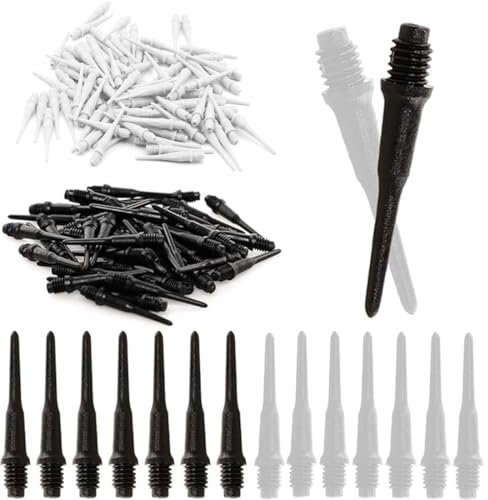 Lot de 100 pointes de fléchettes en plastique souple de qualité supérieure Pointe courte Filetage 2BA Pointes de rechange pour fléchettes souples Particulièrement stables et durables