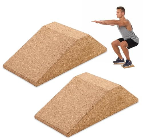 mizikuu Écarteurs de Mollets Antidérapants en Liège, 2 Pièces Blocs de Squat en Liège Slant Board étireur de Mollet pour Étirer Les Muscles Et Les Fascias Pour Squat, l'Haltérophilie, Yoga