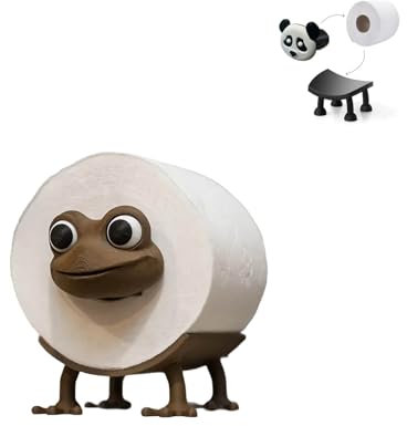 Frosch-Klorollenhalter - Lustiger 3D Tier-Toilettenpapierhalter, Stehend ohne Bohren, Dekorativ für Badezimmer, WC Rollen Aufbewahrung, 3 Stück (Brauner Frosch)