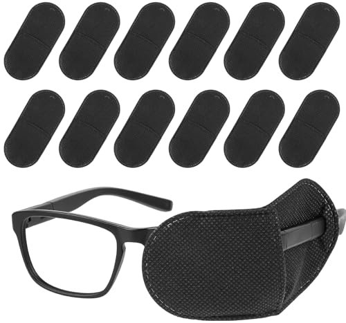 12 Stück Augenklappen Medizinisch, Wiederverwendbar Augenpflaster kinder, Vliesstoff Augenpflaster für Faule Augen, Amblyopie, Strabismus, Brillenzubehör, Erwachsene