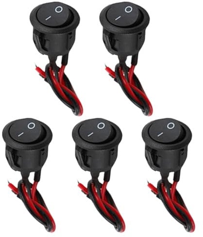 5 interruttori a bilanciere, rotondi, 12 V, con filo, interruttore a levetta 12 V, mini rotondo a 2 poli on/off, interruttore a levetta, micro interruttore per interruttore della luce, camper auto