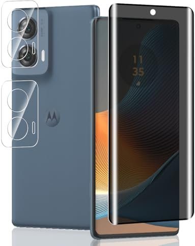 Jaavkkma 1 Pieza Protector Pantalla Privacidad para Motorola Moto Edge 50 Fusion Cristal Templado + 2 Piezas Protector Cámara, 9H/Anti Espía Película para Moto Edge 50 Fusion - Privacy Vidrio Templado