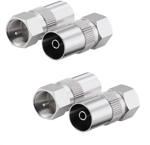 4Pcs TV Aerial Connector F Male to TV Female Socket Coax Adapter TV Aerial Cable Adapter for Satellite Cables Antenna Satellite Coaxial Cables TV Router Modem Satellite Receiver Audio Video Equipment