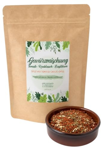 IGART FOODetWOOD Mélange d’épices tomate-ail-basilic 100g, mélange italien, herbes méditerranéennes pour pâtes et pizza, idéal pour bruschetta, marinade, 100% ingrédients naturels