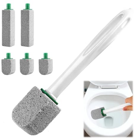 Bimsstein Toilettenreiniger, 10 Stück Bimsstein Toilette Mit 1 Griff, Reinigungsstein für WC, Putzstein, Urinsteinentferner Extra Stark, Badezimmer, Küchen, Schwimmbäder, Zur Entfernung Flecken (10)