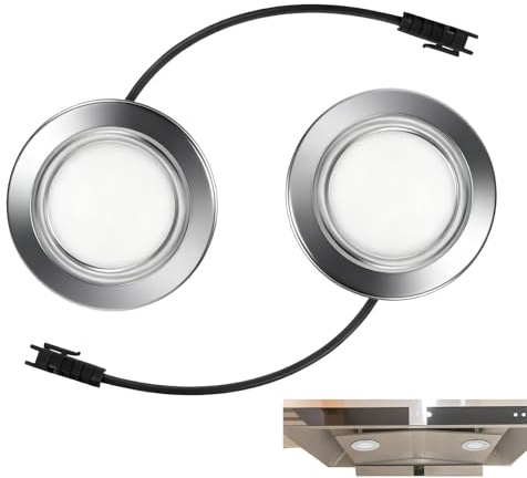 2 Piezas de Bombillas LED para Campana Extractora, Reemplazo de Bombilla Empotrada de Acero Inoxidable para Cocina, Luz de 12V 1.5W 6500K, Accesorios Iluminación para Campana Extractora de Cocina