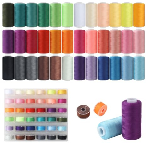 72 Pezzi Kit Cucito, Filo Per Macchina Da Cucire, 36 Colori Vari Di Filo Per Cucire, 400 Metri Di Filo Poliestere Resistente Per Rotolo, 36 Rocchetti Di Filo Per Cucire Per Macchine Taglia E Cuci