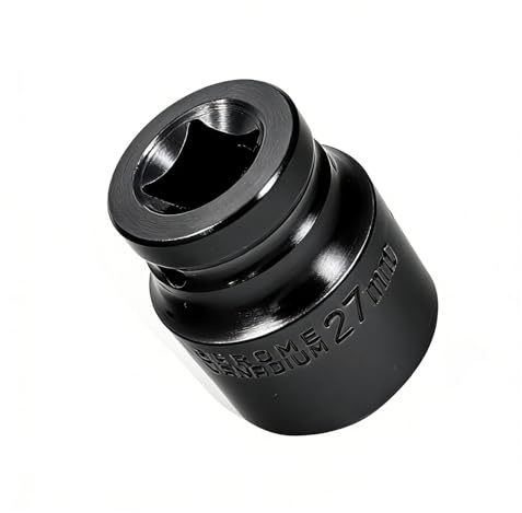 Youzzei 27mm Impact Socket 1/2 Drive 6Pt Shallow Metric Socket CR-V Coated | Electrophoretic Coating CR-V Steel 27mm Socket 1/2 Drive, 6-Point Design, For Auto Repair Mechanical Maintenance DIY