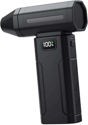 Squado - Ventola Turbo Portatile Ricaricabile, Motore Brushless 130.000 giri/min, Soffio fino a 52 m/s, 200 W, Batteria 5000 mAh, USB-C Ricarica Rapida 15 W, per Pulizia Auto Casa