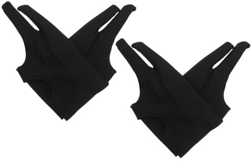 SHINEOFI Zeichenhandschuhe und Atmungsaktiv Schweißabweisend für Grafiktablett 4 Stück mit Zwei Fingern Leicht Gleitendes Gewebe für Illustration und Kalligrafie