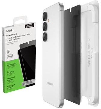 Belkin ScreenForce Titan SmartShield Schutzfolie mit Sichtschutz für Samsung Galaxy S26+, Kratzfest, Stoßfest, Anti-Fingerprint Folie, Ultradünn, Positionierungsschale zur Blasenfreien Anbringung