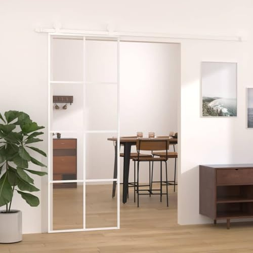 Sophrelle Puerta corredera ESG Vidrio y Aluminio Blanca 76x205 cm Blanco,151668