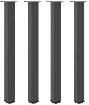 mtlskopl Lot de 4 pieds de table de bar anthracite - Hauteur réglable - 100-102 cm - Pieds de table en acier pour tables mange-debout et tables de bistrot - Profil carré robuste avec vis de montage