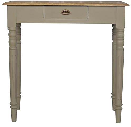 Artisan Furniture 1-Drawer Writing Desk with Flute Legs, Wood, Natural Oak/Grey Base
