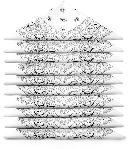 Karl Loven Bandanas 5er Pack 100% Baumwolle Paisley Halstuch Kopf Hals Schal (5er Pack, Weiß)