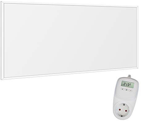 VIESTA® Pannello Riscaldante a Infrarossi con Termostato [INCL. TERMOSTATO TH10] – Radiatore a Infrarossi–Riscaldamento a Infrarossi con Tecnologia Carbon Crystal – Pannello Adatto per il Bagno – 450W