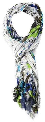 TigerTie - Designer Schal in grün weissgrau blau braun türkis mint mit Blumenmuster