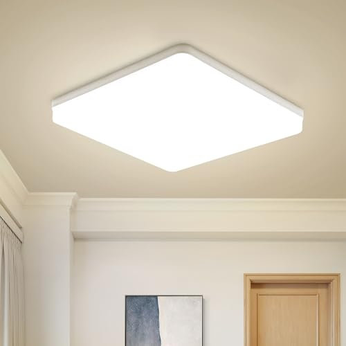 30cm LED Deckenleuchte Schlafzimmer, Deckenlampe Badezimmer, Ceiling Light Quadratisch Helle Zimmerlampe, Leuchten Neutralweiß 4320 Lumen, Room Deckenbeleuchtung, für Keller, Kitchen und Abstellraum