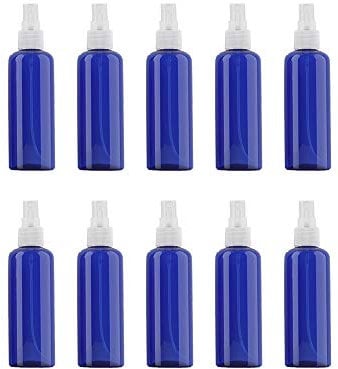 VOANZO 10PCS Empty Plastic Spray Bottle 100ml Fine Mist Travel Atomiser Set Refillable Travel Size Bottle Toiletries Liquid Containers (blue)