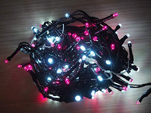 Guirlande lumineuse extérieure 120 LED roses et blanches fixes 9m50
