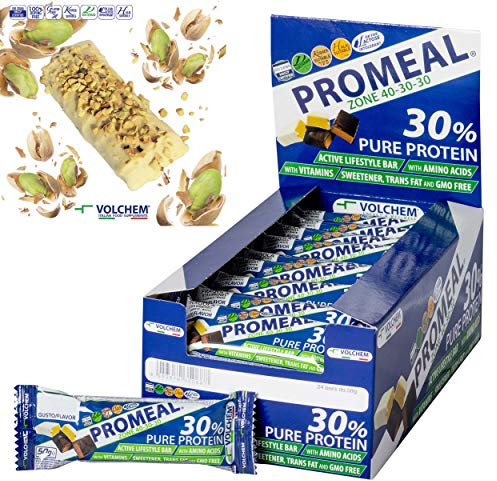 Volchem Promeal Zone 40-30-30 Gusto Pistacchio - Pacco da 24 x 50 g, Blu