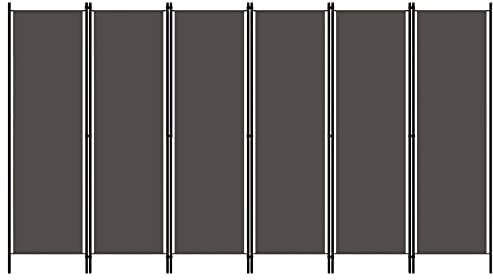vidaXL Raumteiler Klappbar Freistehend Trennwand Paravent Umkleide Sichtschutz Spanische Wand Raumtrenner 6-TLG. Anthrazit 300x180cm Eisen Stoff