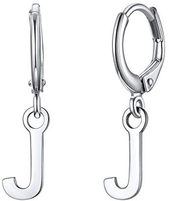 ChicSilver Damen Ohrringe Creolen Hoop Tropfen Ohrstecker mit Buchstabe J Anhänger für damen frauen
