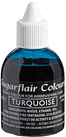 Sugarflair Turquoise Edible Airbrush Colour - Edible Food Colouring Airbrush Paint for Cakes, Cupcakes, Icing and Cake Decorations - 60ml