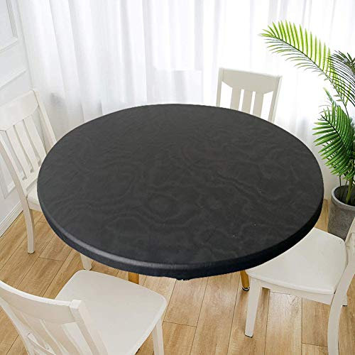 Cozomiz Elastische Tischdecke Gartentischdecke Rundtischdecke wasserdichte rutschfeste Abwischbar Schmutzabweisend Tischdecke Schwarz 90cm Runde Enge Passform