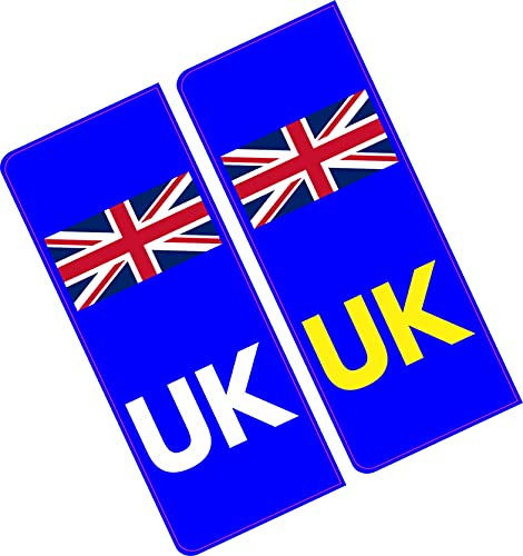 UK Car Number Plate - Vinyl Stickers - Union Jack - NO EU Flag Brexit - Pack of 2 (Front/Rear) Replaces GB Sticker
